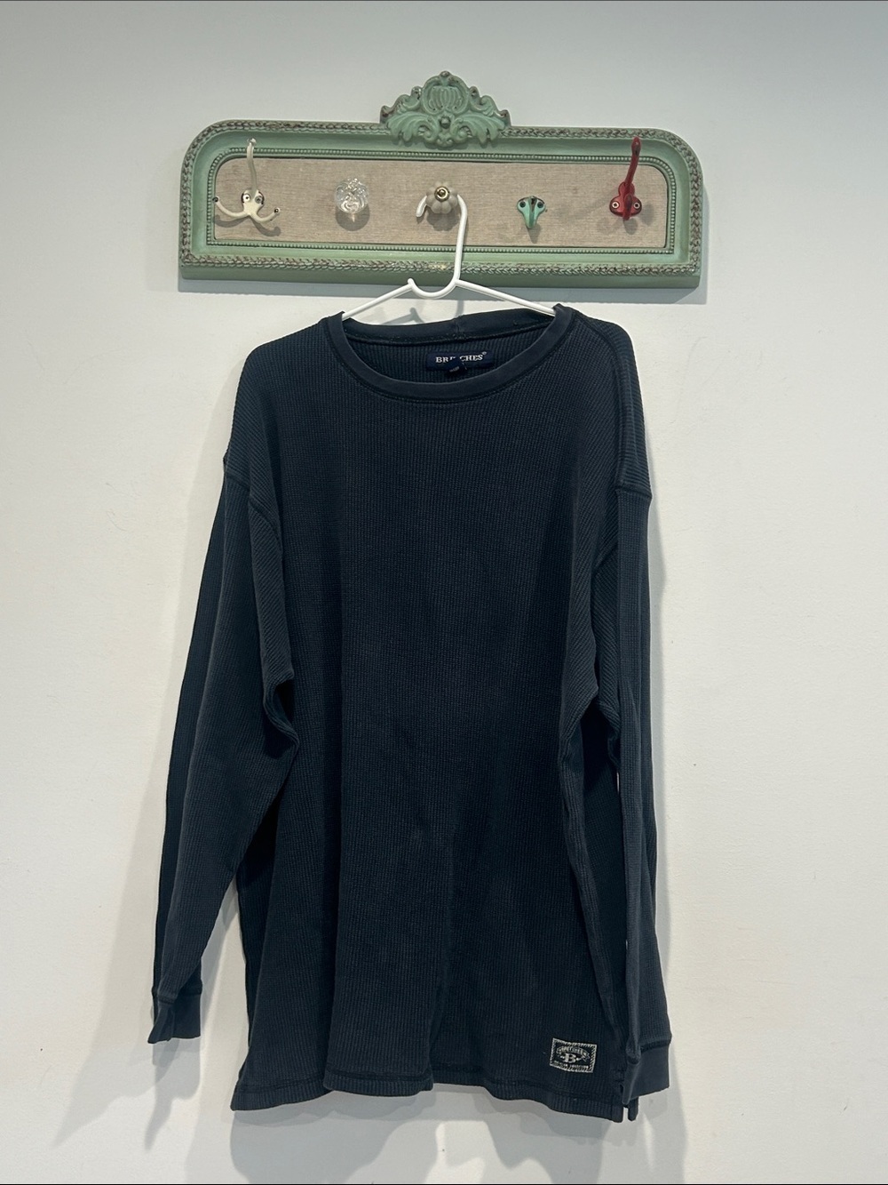 Vintage 90s Britches waffle knit Long-Sleeve Thermal Tee washed charcoal xxl men